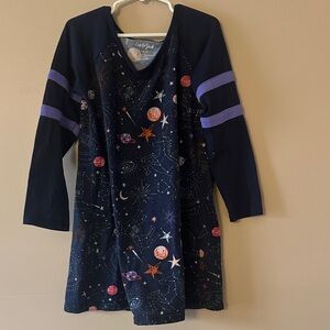 Cat & Jack Navy Galaxy Print nightgown with Purple Sleeve Stripes